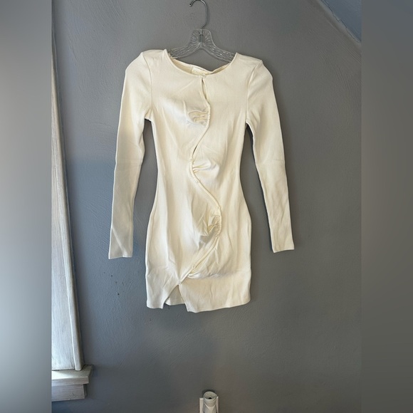 Johansen Prula Cutout Long Sleeve Bodycon Mini Dress Cream Size XS - Picture 6 of 8